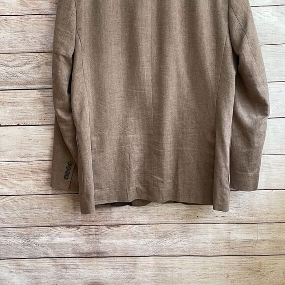 STAFFORD CLASSIC FIT LINEN BLEND BLAZER IN TAN HERRINGBONE - Picture 6 of 8